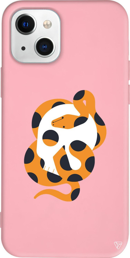 iPhone 15 Uyumlu Pembe Renkli Silikon Turuncu Yilan Animal Koleksiyonu Telefon Kılıfı
