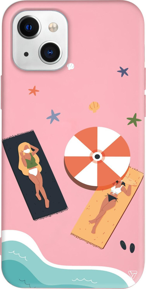 iPhone 15 Uyumlu Pembe Renkli Silikon Plaj Keyfi Summer Koleksiyonu Telefon Kılıfı