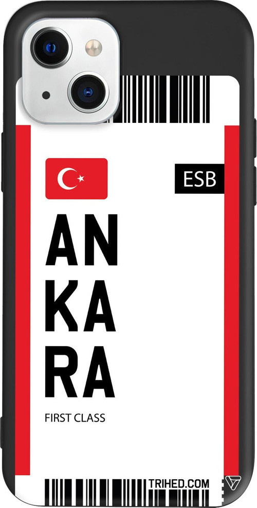 iPhone 15 Uyumlu Siyah Renkli Silikon Ankara Bileti Travel Koleksiyonu Telefon Kılıfı