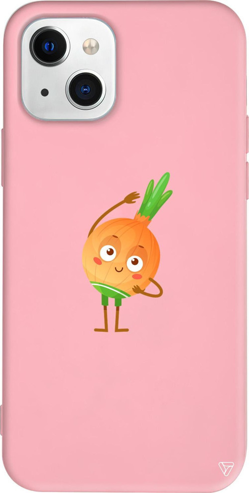 iPhone 15 Uyumlu Pembe Renkli Silikon Warming Onion Meyveler Koleksiyonu Telefon Kılıfı