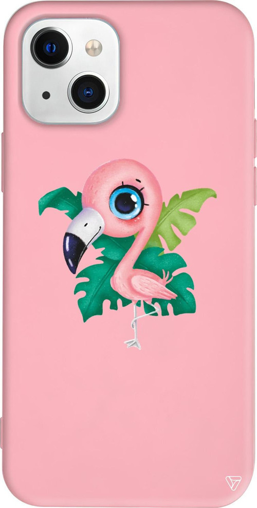 iPhone 15 Uyumlu Pembe Renkli Silikon Yavru Flamingo Animal Koleksiyonu Telefon Kılıfı
