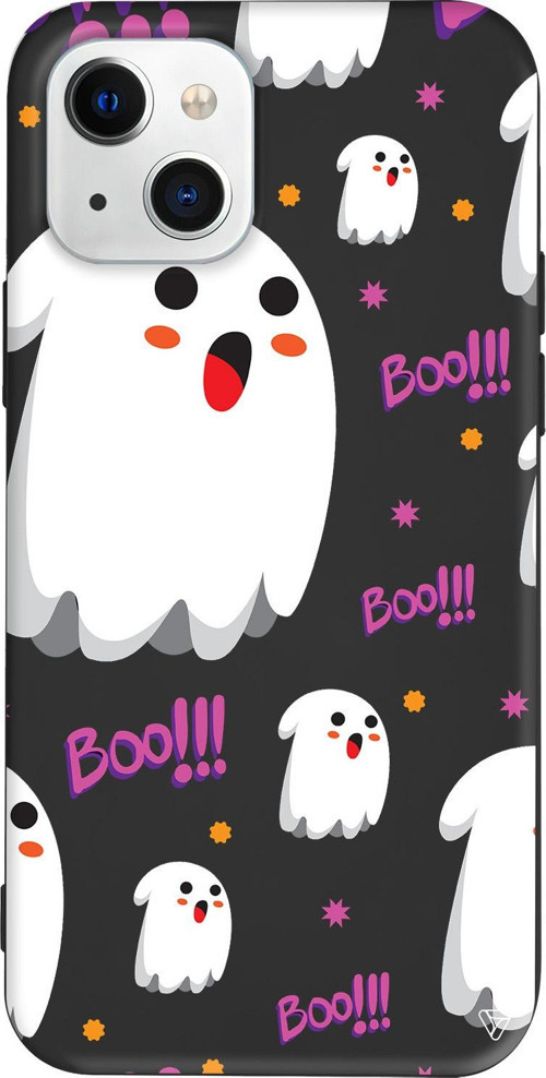 iPhone 15 Uyumlu Siyah Renkli Silikon Ghost Boo! Halloween Koleksiyonu Telefon Kılıfı