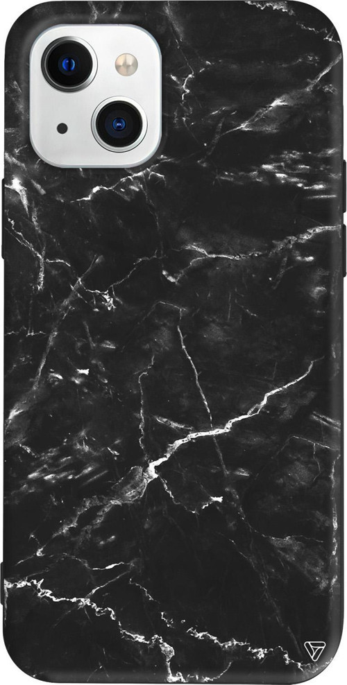 iPhone 15 Uyumlu Siyah Renkli Silikon Black Marble 2 Mermer Koleksiyonu Telefon Kılıfı