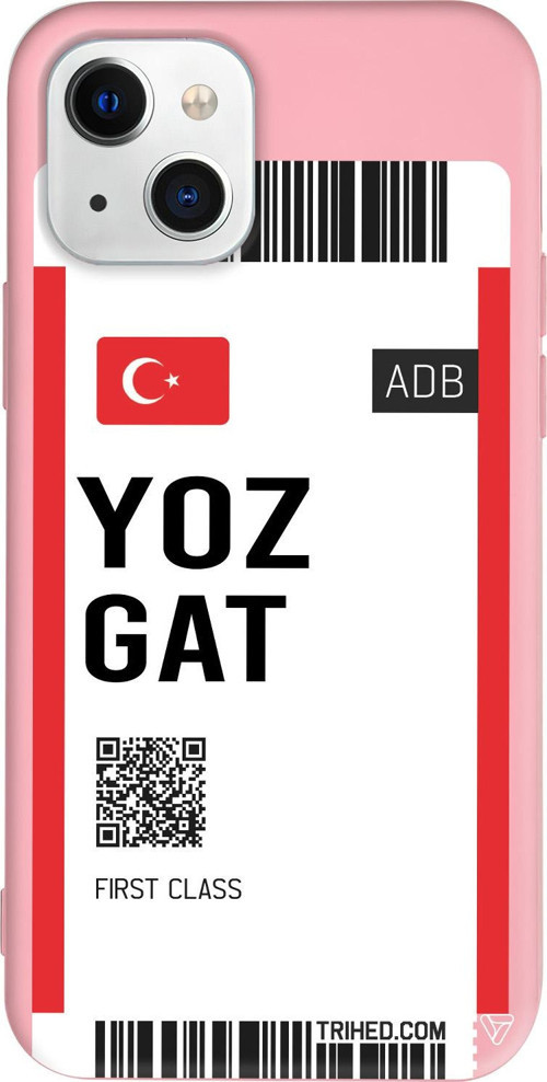 iPhone 15 Uyumlu Pembe Renkli Silikon Yozgat Bileti Travel Koleksiyonu Telefon Kılıfı