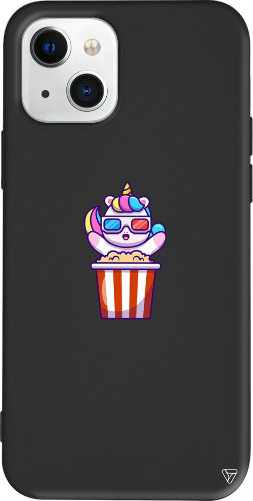 iPhone 15 Uyumlu Siyah Renkli Silikon Moviecorn Sticker Koleksiyonu Telefon Kılıfı