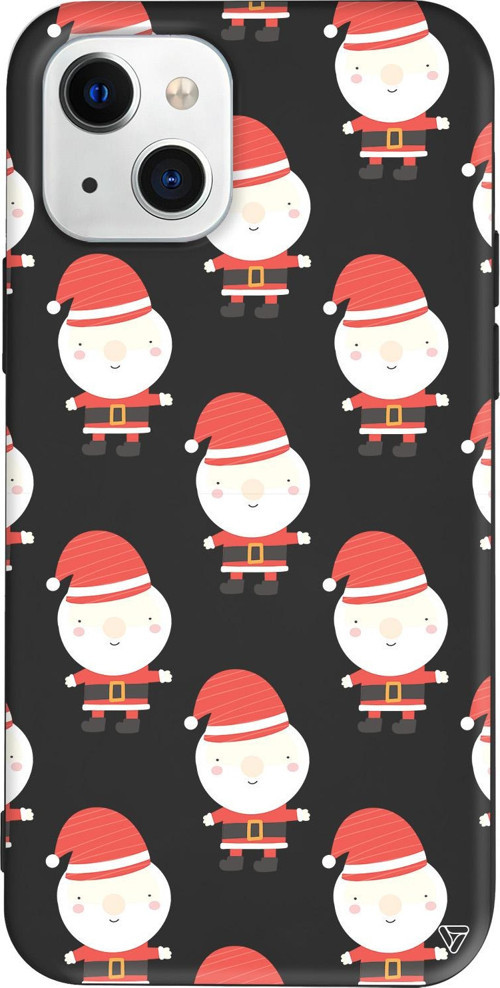 iPhone 15 Uyumlu Siyah Renkli Silikon Cartoon Claus Christmas Koleksiyonu Telefon Kılıfı