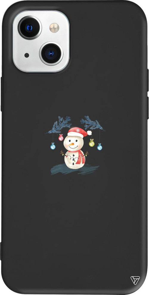 iPhone 15 Uyumlu Siyah Renkli Silikon Sugar Snowman Christmas Koleksiyonu Telefon Kılıfı