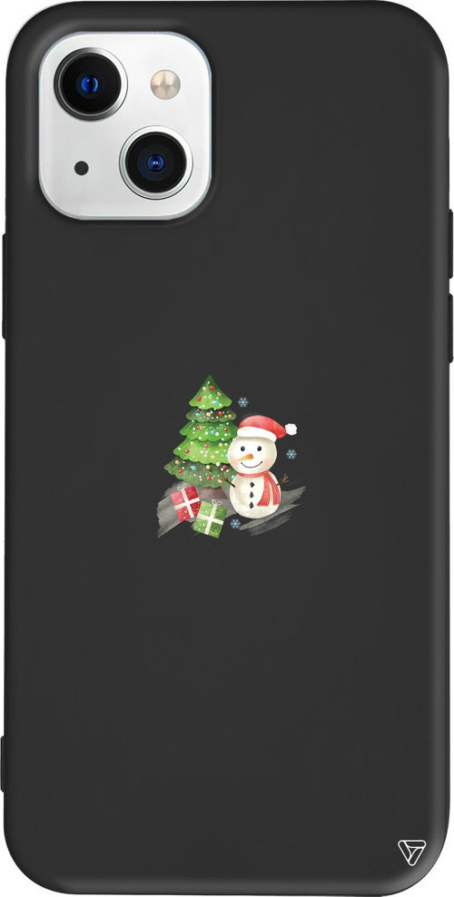 iPhone 15 Uyumlu Siyah Renkli Silikon Cute Snowman Christmas Koleksiyonu Telefon Kılıfı