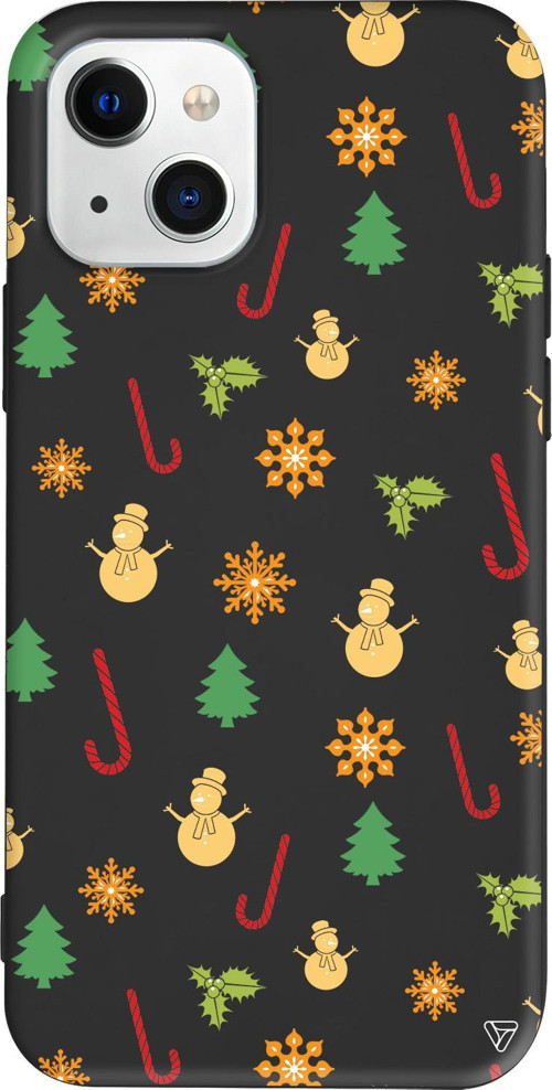 iPhone 15 Uyumlu Siyah Renkli Silikon Very Christmas Christmas Koleksiyonu Telefon Kılıfı