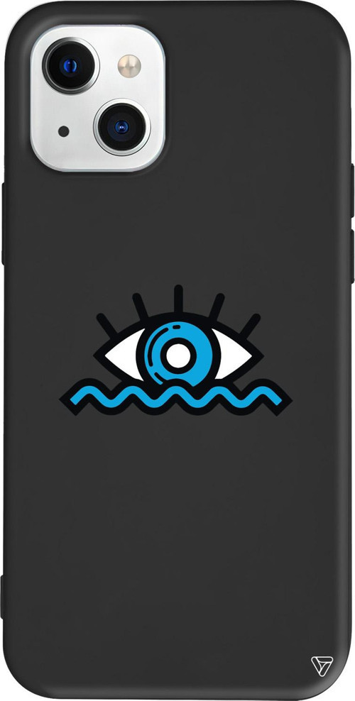 iPhone 15 Uyumlu Siyah Renkli Silikon Denizci Gözü Eyes on You Koleksiyonu Telefon Kılıfı