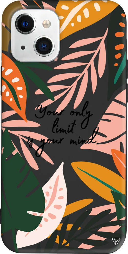 iPhone 15 Uyumlu Siyah Renkli Silikon Limit is Your Mind Floral Koleksiyonu Telefon Kılıfı