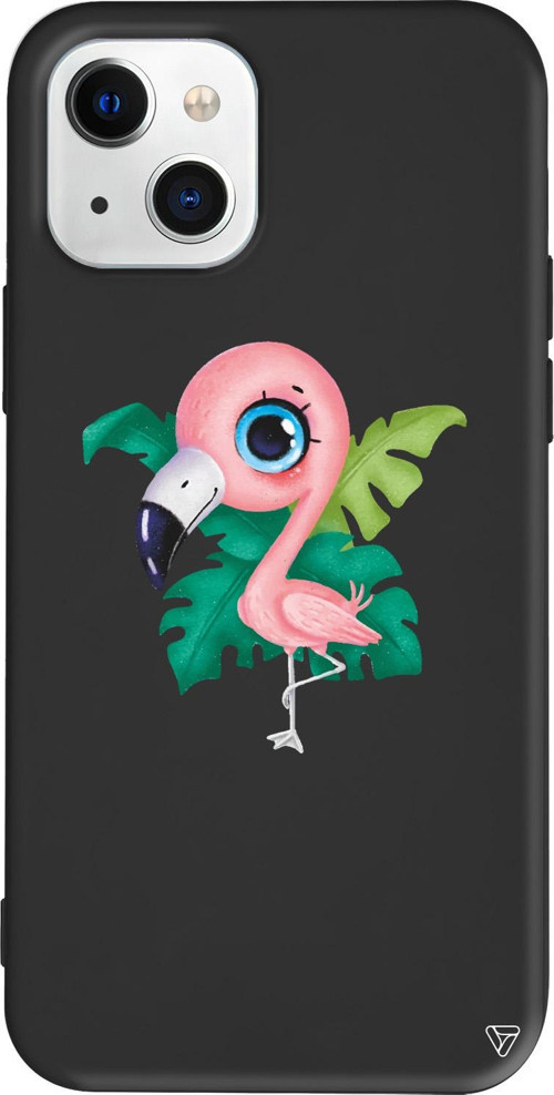 iPhone 15 Uyumlu Siyah Renkli Silikon Yavru Flamingo Animal Koleksiyonu Telefon Kılıfı