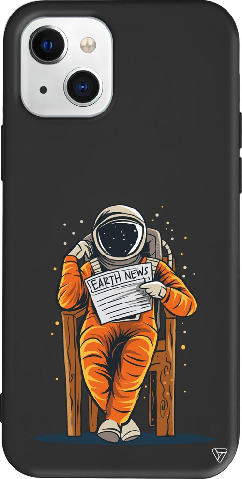 iPhone 15 Uyumlu Siyah Renkli Silikon Earth News Space Koleksiyonu Telefon Kılıfı