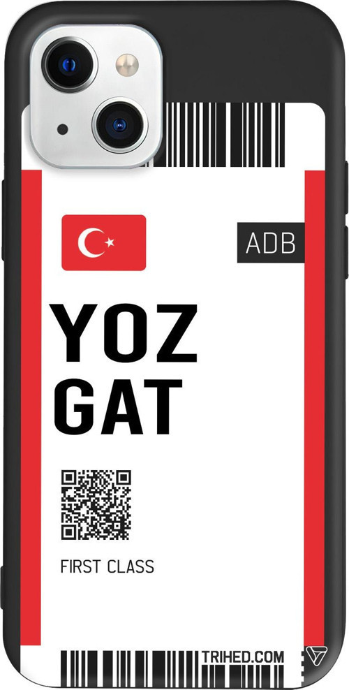iPhone 15 Uyumlu Siyah Renkli Silikon Yozgat Bileti Travel Koleksiyonu Telefon Kılıfı