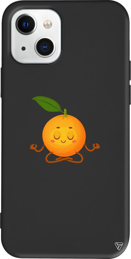 iPhone 15 Uyumlu Siyah Renkli Silikon Meditasyon Portakal Meyveler Koleksiyonu Telefon Kılıfı