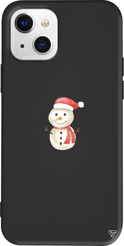 iPhone 15 Uyumlu Siyah Renkli Silikon Snowman Christmas Koleksiyonu Telefon Kılıfı