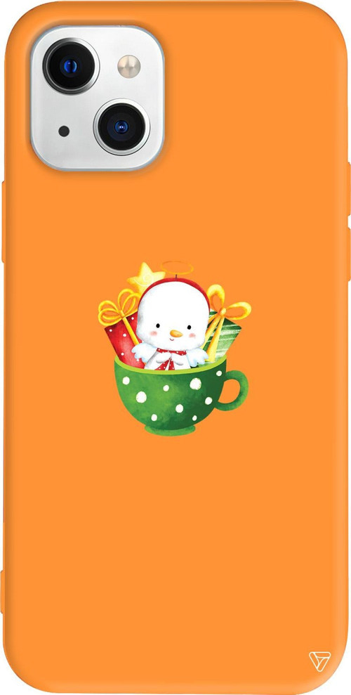 iPhone 15 Uyumlu Turuncu Renkli Silikon A Cup Of Xmas 6 Christmas Koleksiyonu Telefon Kılıfı