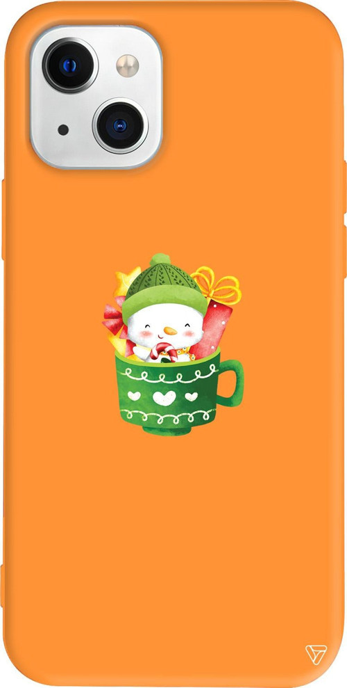 iPhone 15 Uyumlu Turuncu Renkli Silikon A Cup Of Xmas 8 Christmas Koleksiyonu Telefon Kılıfı