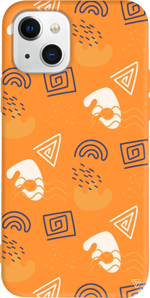 iPhone 15 Uyumlu Turuncu Renkli Silikon Abstract 2 Abstract Koleksiyonu Telefon Kılıfı