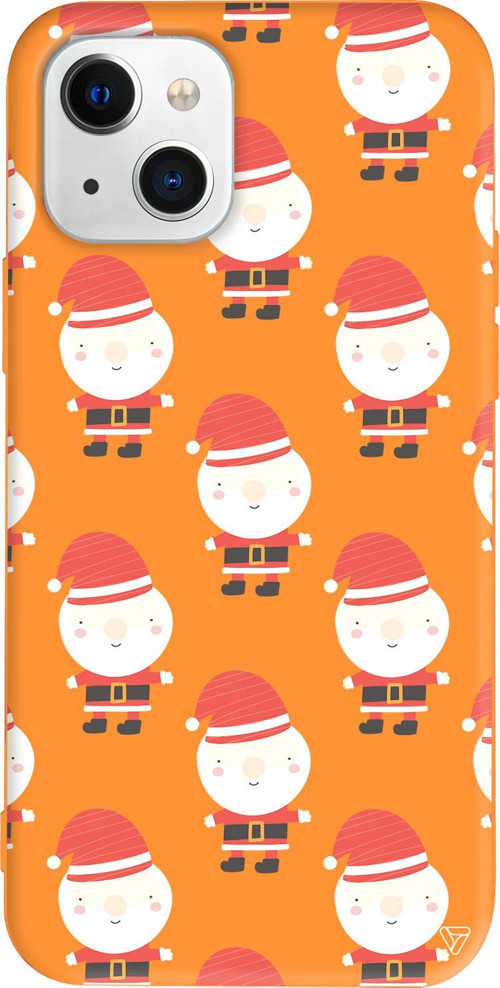 iPhone 15 Uyumlu Turuncu Renkli Silikon Cartoon Claus Christmas Koleksiyonu Telefon Kılıfı