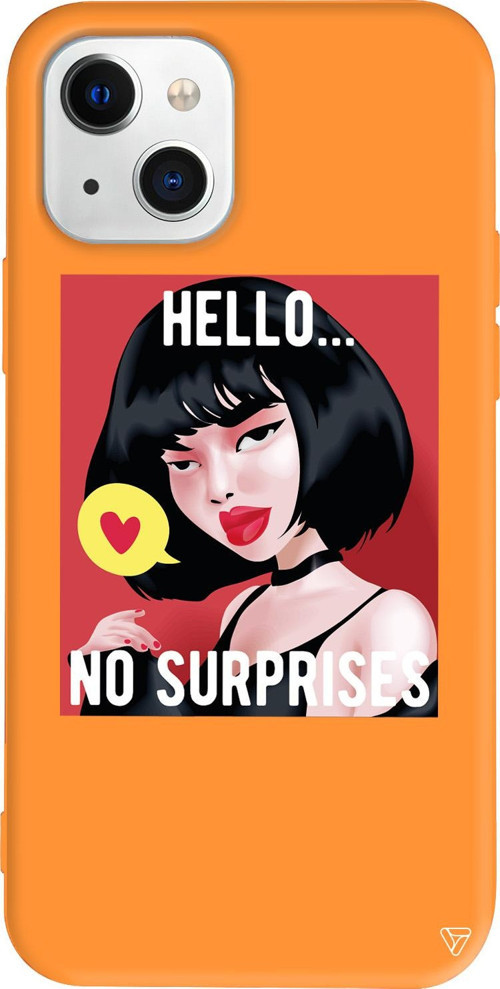 iPhone 15 Uyumlu Turuncu Renkli Silikon Hello... Girl Boss Koleksiyonu Telefon Kılıfı