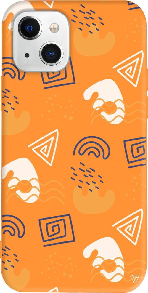 iPhone 15 Uyumlu Turuncu Renkli Silikon Abstract 5 Abstract Koleksiyonu Telefon Kılıfı