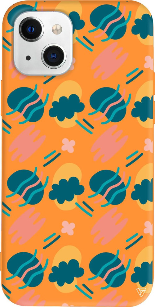iPhone 15 Uyumlu Turuncu Renkli Silikon Abstract 9 Abstract Koleksiyonu Telefon Kılıfı