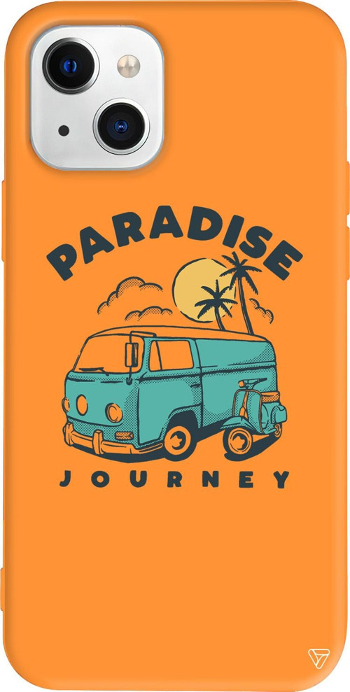 iPhone 15 Uyumlu Turuncu Renkli Silikon Paradise Retro Koleksiyonu Telefon Kılıfı