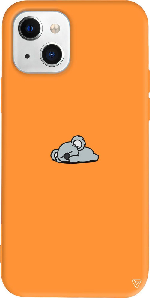iPhone 15 Uyumlu Turuncu Renkli Silikon Koala Animal Koleksiyonu Telefon Kılıfı