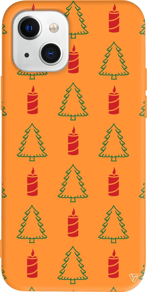 iPhone 15 Uyumlu Turuncu Renkli Silikon Pines And Dynamites Christmas Koleksiyonu Telefon Kılıfı
