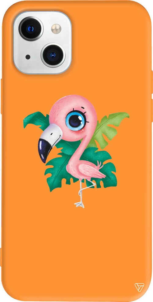 iPhone 15 Uyumlu Turuncu Renkli Silikon Yavru Flamingo Animal Koleksiyonu Telefon Kılıfı