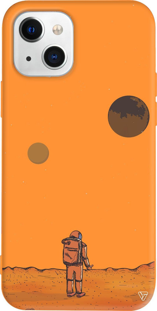 iPhone 15 Uyumlu Turuncu Renkli Silikon Mars Space Koleksiyonu Telefon Kılıfı