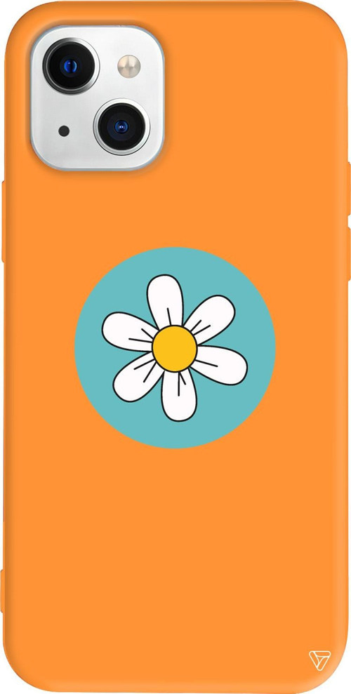 iPhone 15 Uyumlu Turuncu Renkli Silikon Single Daisy Summer Koleksiyonu Telefon Kılıfı