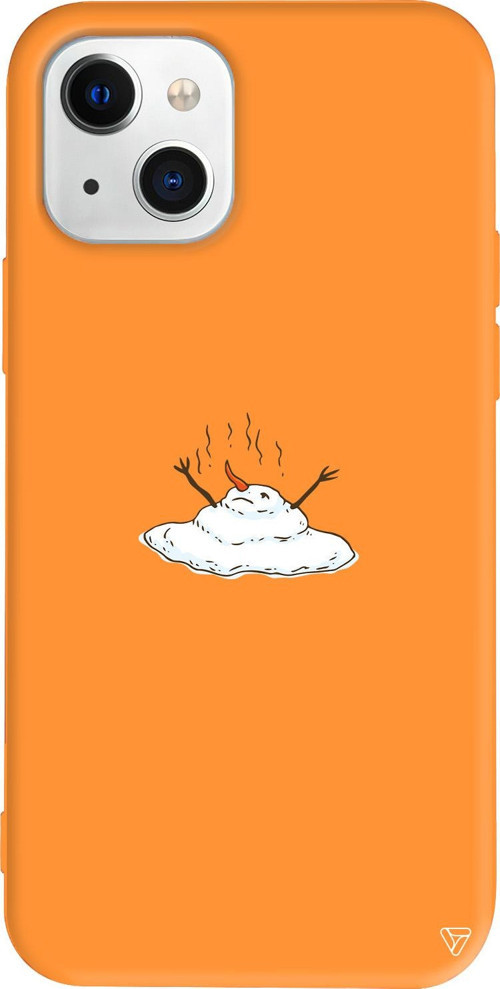 iPhone 15 Uyumlu Turuncu Renkli Silikon Melting Snowman Christmas Koleksiyonu Telefon Kılıfı
