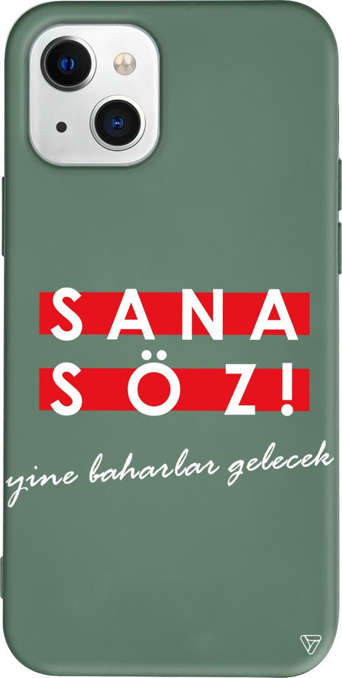 iPhone 15 Uyumlu Yeşil Renkli Sana Söz Yine Baharlar Gelecek Telefon Kılıfı