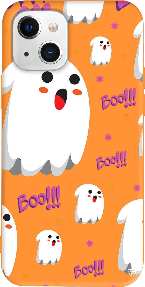 iPhone 15 Uyumlu Turuncu Renkli Silikon Ghost Boo! Halloween Koleksiyonu Telefon Kılıfı