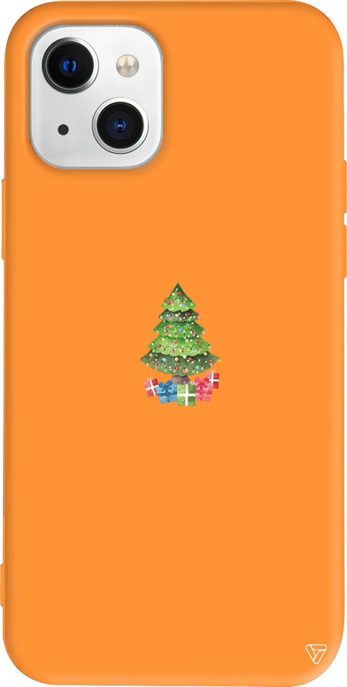 iPhone 15 Uyumlu Turuncu Renkli Silikon Gifty Tree Christmas Koleksiyonu Telefon Kılıfı