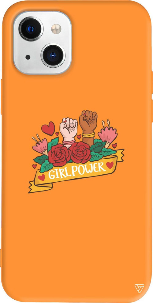 iPhone 15 Uyumlu Turuncu Renkli Silikon Girl Power 2 Girl Boss Koleksiyonu Telefon Kılıfı