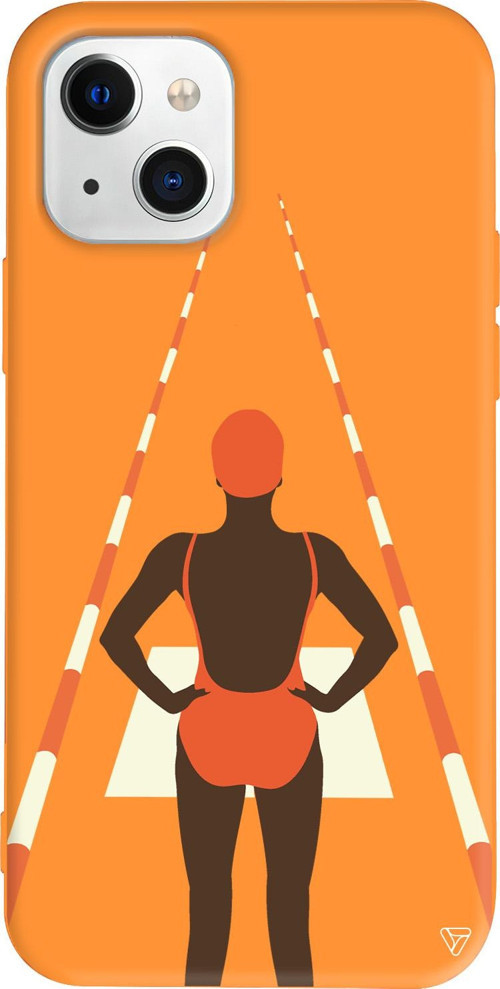 iPhone 15 Uyumlu Turuncu Renkli Silikon Swimmer Girl Boss Koleksiyonu Telefon Kılıfı