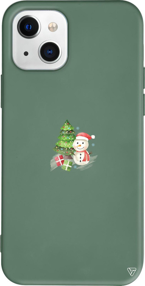 iPhone 15 Uyumlu Yeşil Renkli Silikon Cute Snowman Christmas Koleksiyonu Telefon Kılıfı