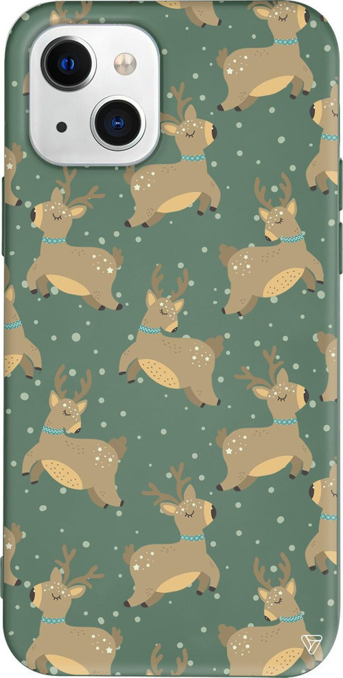 iPhone 15 Uyumlu Yeşil Renkli Silikon Dear Deer Christmas Koleksiyonu Telefon Kılıfı