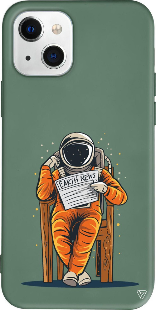 iPhone 15 Uyumlu Yeşil Renkli Silikon Earth News Space Koleksiyonu Telefon Kılıfı