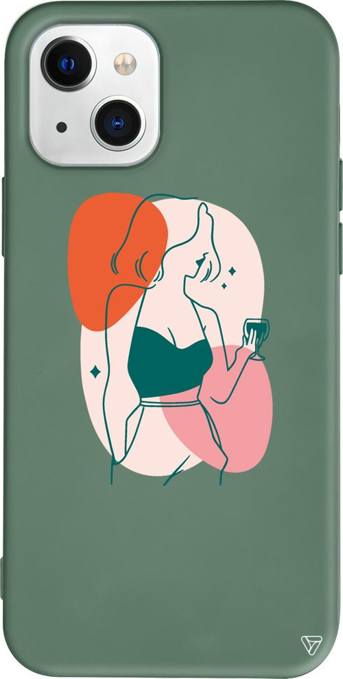 iPhone 15 Uyumlu Yeşil Renkli Silikon Lucy Line Art Koleksiyonu Telefon Kılıfı