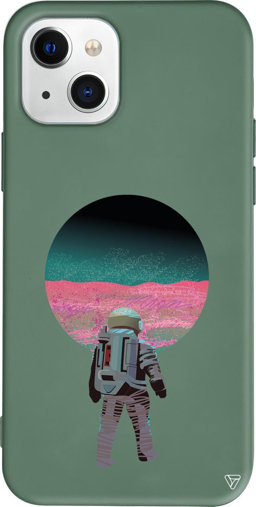 iPhone 15 Uyumlu Yeşil Renkli Silikon Evden Uzakta Space Koleksiyonu Telefon Kılıfı