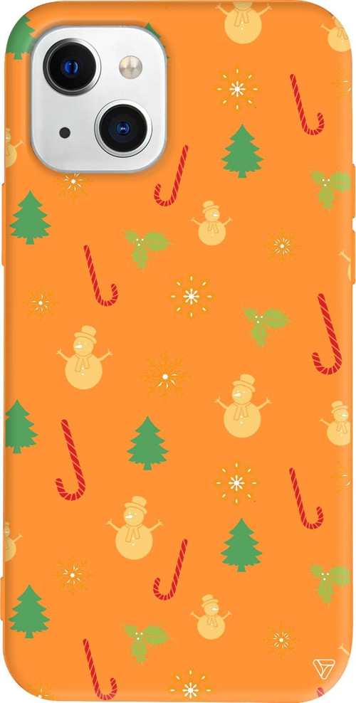 iPhone 15 Uyumlu Turuncu Renkli Silikon Very Christmas Christmas Koleksiyonu Telefon Kılıfı