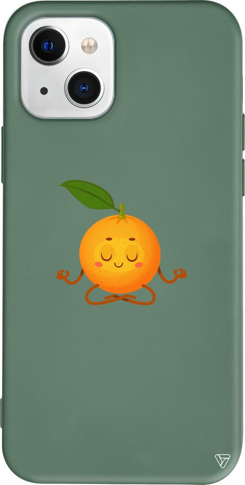 iPhone 15 Uyumlu Yeşil Renkli Silikon Meditasyon Portakal Meyveler Koleksiyonu Telefon Kılıfı