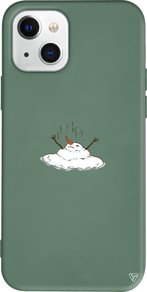iPhone 15 Uyumlu Yeşil Renkli Silikon Melting Snowman Christmas Koleksiyonu Telefon Kılıfı