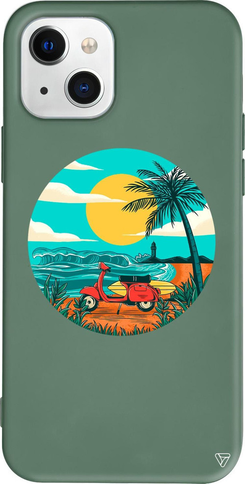 iPhone 15 Uyumlu Yeşil Renkli Silikon Simple Life Summer Koleksiyonu Telefon Kılıfı