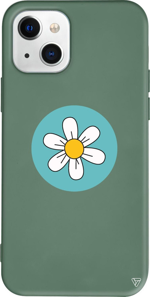 iPhone 15 Uyumlu Yeşil Renkli Silikon Single Daisy Summer Koleksiyonu Telefon Kılıfı
