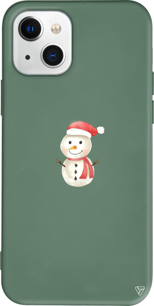 iPhone 15 Uyumlu Yeşil Renkli Silikon Snowman Christmas Koleksiyonu Telefon Kılıfı